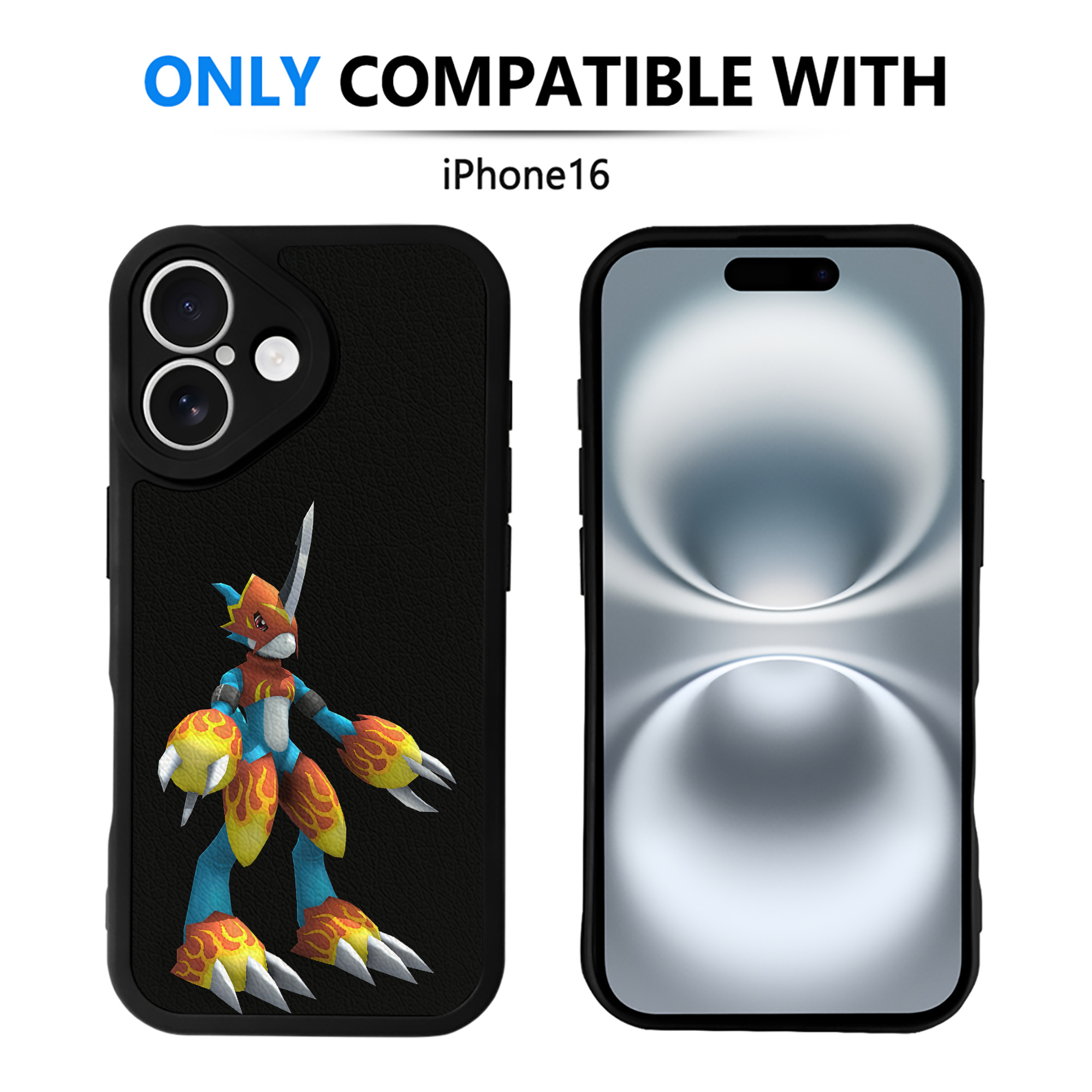 （画像用） Digimon デジタルモンスター/デジモン 【iPhone 16シリーズ対応】シリコンスマホケース（レザー調） 材質：シリコン